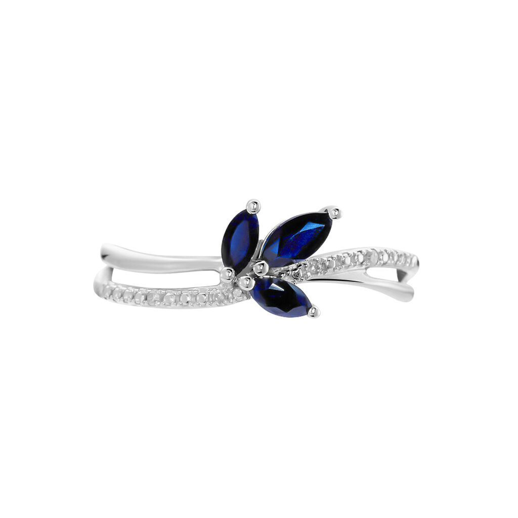 Bague Angie Or Blanc Saphir Et Diamant - Bagues avec pierre Femme | Histoire d’Or