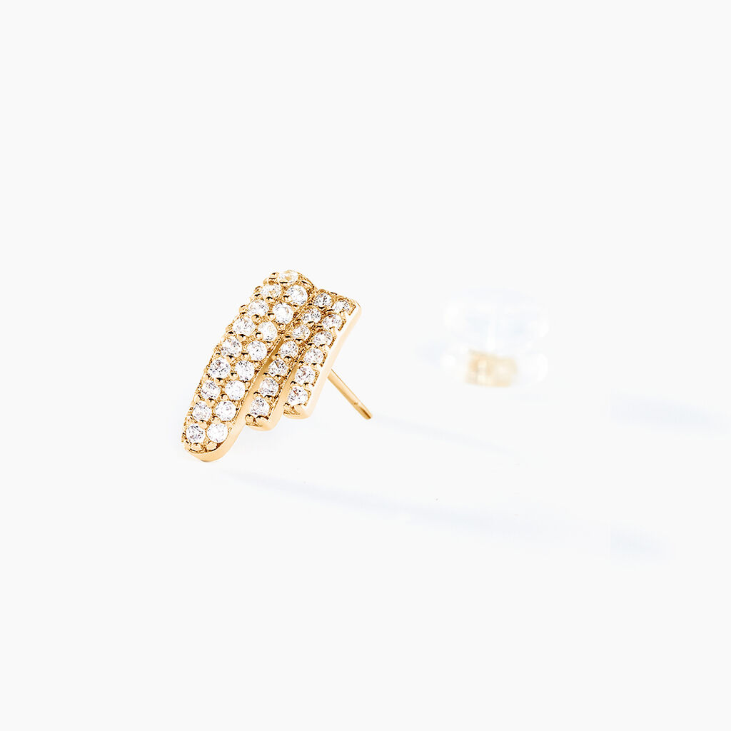 Boucles D'oreilles Puces Shimmel Or Jaune Oxyde De Zirconium - Clous d'oreilles Femme | Histoire d’Or