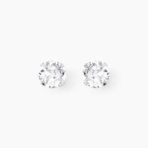 Boucles D'oreilles Puces Philia Argent Blanc Oxyde De Zirconium - Boucles d'oreilles fantaisie Femme | Histoire d&rsquo;Or