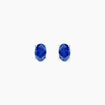 Boucles D'oreilles Puces Ovale Or Blanc Saphir - Clous d'oreilles Femme | Histoire d&rsquo;Or