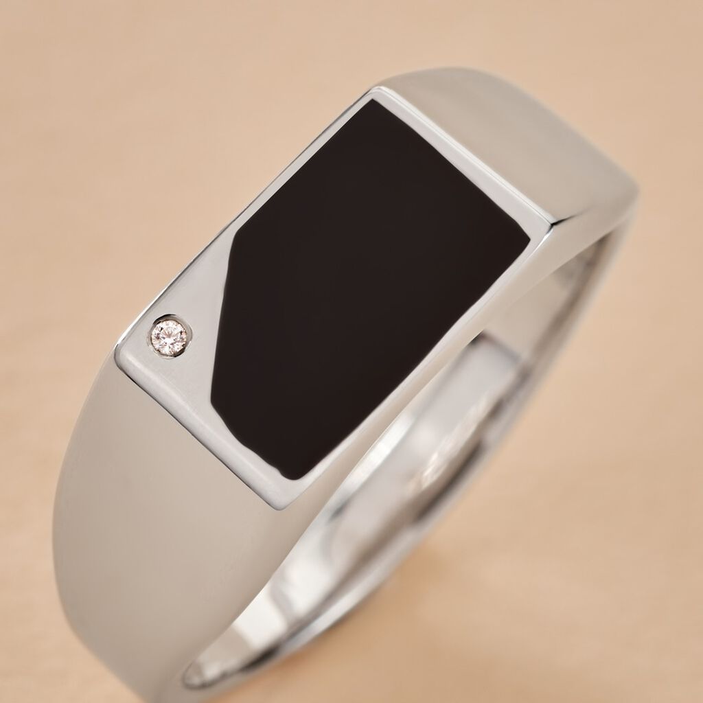 Chevali&egrave;re Argent Blanc Python Email Et Oxyde De Zirconium - Bagues solitaires Homme | Histoire d&rsquo;Or