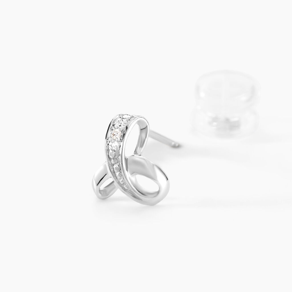 Boucles D'oreilles Puces Volute Or Blanc Diamant - Clous d'oreilles Femme | Histoire d’Or