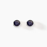 Boucles D'oreilles Puces Edy Serti Clos Or Blanc Saphir - Clous d'oreilles Femme | Histoire d&rsquo;Or