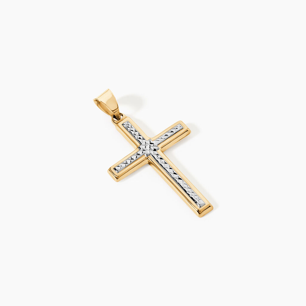 Pendentif Benny Croix Ciselee Or Bicolore - Pendentifs Communion Femme | Histoire d&rsquo;Or