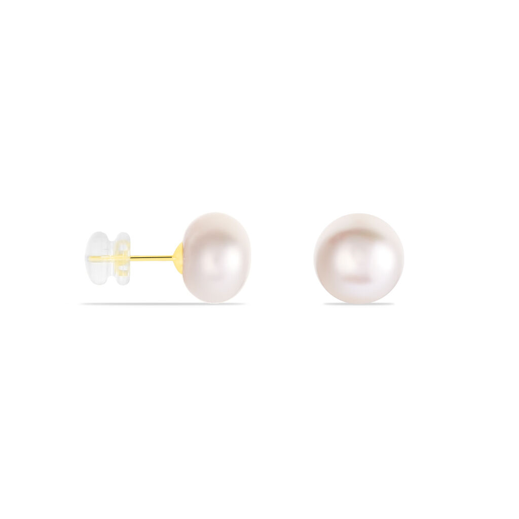 Boucles D'oreilles Puces Ursulina Or Jaune Perle De Culture - Clous d'oreilles Femme | Histoire d’Or