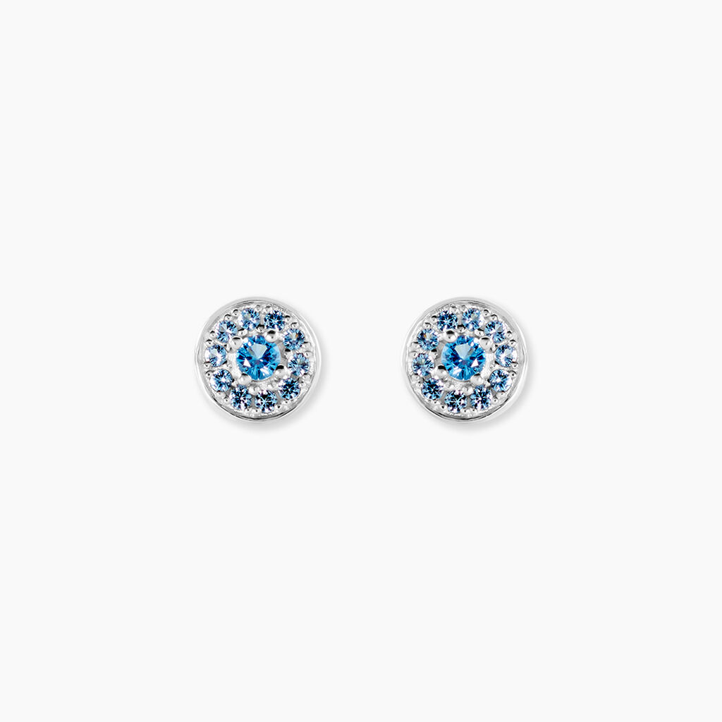 Boucles D'oreilles Puces Auxana Argent Blanc Oxyde De Zirconium - Boucles d'oreilles fantaisie Femme | Histoire d&rsquo;Or