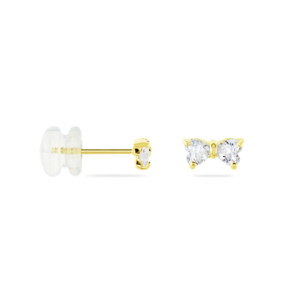 Boucles D'oreilles Puces Darina Noeud Or Jaune Oxyde De Zirconium - Clous d'oreilles Femme | Histoire d’Or