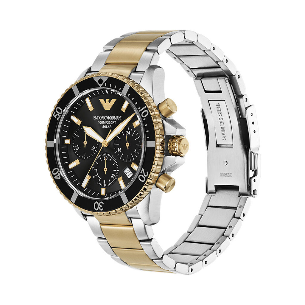 Montre Emporio Armani World Explorer Noir - Montres solaires Homme | Histoire d&rsquo;Or