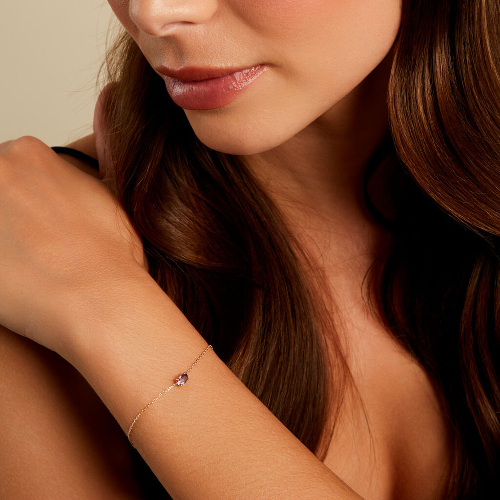 Bracelet Ovale Or Jaune Am&eacute;thyste - Bracelets Femme | Histoire d&rsquo;Or