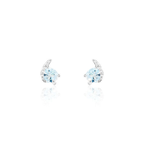 Boucles D'oreilles Puces Coeur In Love Or Blanc Topaze Et Oxyde - Clous d'oreilles Femme | Histoire d’Or