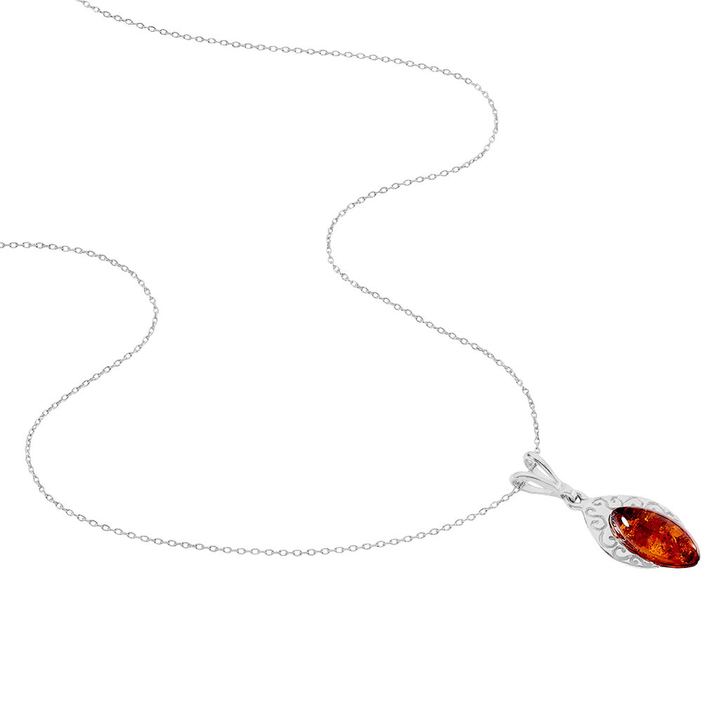 Collier Argent Blanc Enya Ambre - Colliers fantaisie Femme | Histoire d’Or