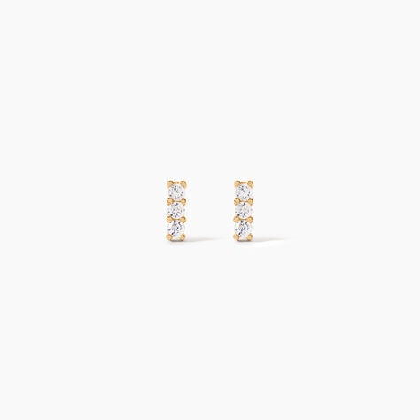 Boucles D'oreilles Puces Youssa Barrettes Or Jaune Oxyde De Zirconium - Clous d'oreilles Femme | Histoire d&rsquo;Or
