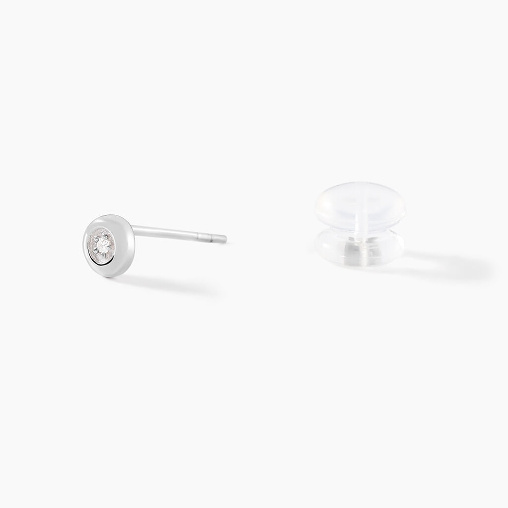 Boucles D'oreilles Puces Fatiana Or Blanc Diamant - Clous d'oreilles Femme | Histoire d&rsquo;Or