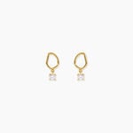 Boucles D'Oreilles Puces Fortuna Argent Dor&eacute; A L'Or 750/1000 Oxyde De Zirconium - Boucles d'oreilles fantaisie Femme | Histoire d&rsquo;Or