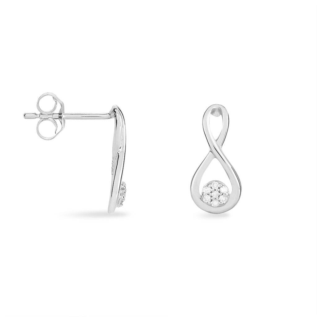 Boucles D'oreilles Puces Shaeen Or Blanc Diamant - Clous d'oreilles Femme | Histoire d’Or