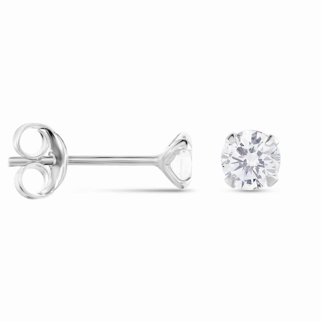 Boucles D'oreilles Puces Laena Argent Blanc Oxyde De Zirconium - Boucles d'oreilles fantaisie Femme | Histoire d’Or