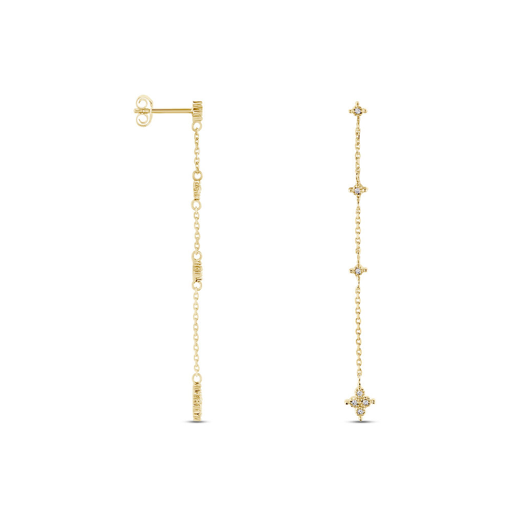 Boucles D'oreilles Pendantes Ziha Plaqué Or Jaune Oxyde De Zirconium - Boucles d'oreilles fantaisie Femme | Histoire d’Or