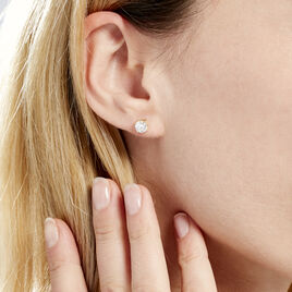 Boucles D'oreilles Puces 4 Griffes Or Jaune Diamant Synthetique - Clous d'oreilles Femme | Histoire d’Or