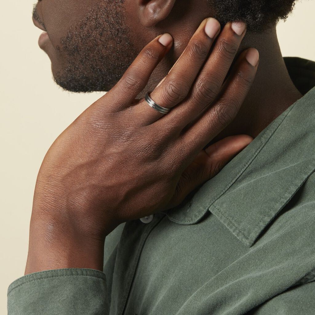 Alliance Ikhlas Ruban Plat Argent Blanc - Alliances Homme | Histoire d’Or