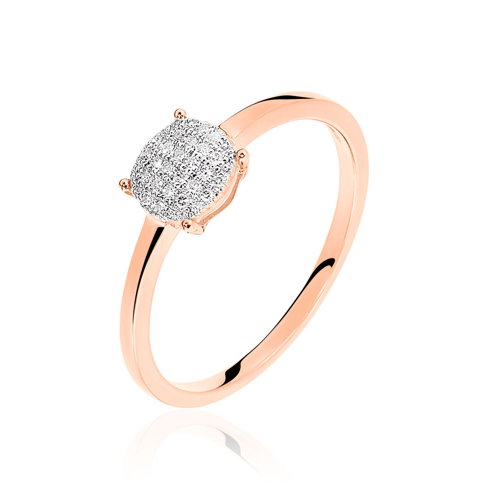 Bagues avec pierre Or Diamant Ronde Pavage Rose 375 1000