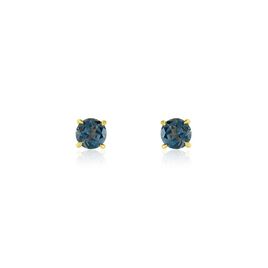 Boucles D'oreilles Puces Elea Or Jaune Topaze Bleu London - Clous d'oreilles Femme | Histoire d’Or