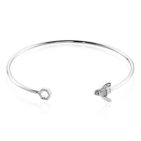 Bracelet Jonc Argent Blanc Bee Good Oxyde De Zirconium - Bracelets joncs Femme | Histoire d’Or