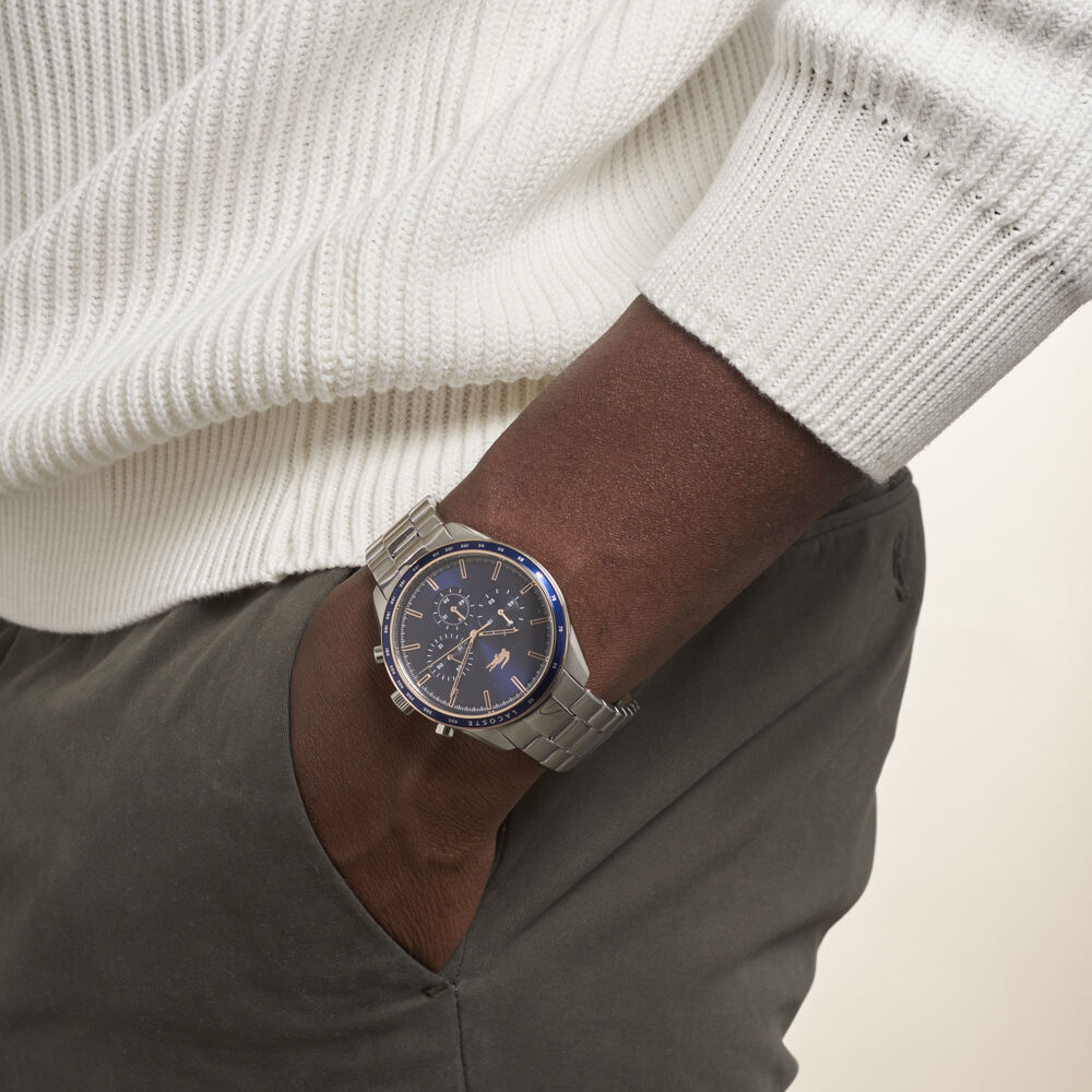 Montres Lacoste 2011081 Acier Boucle d ployante simple Bleu Ronde