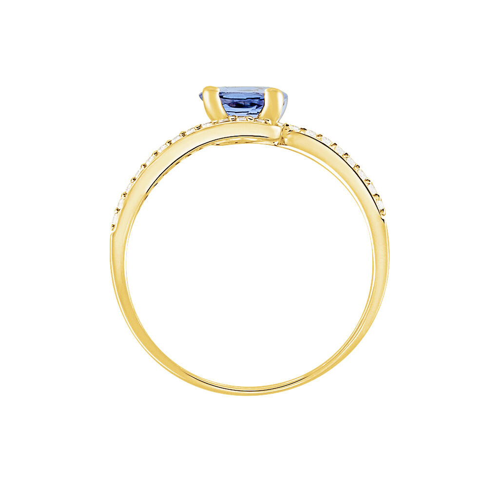 Bague Loriane Or Jaune Iolite Et Oxyde De Zirconium - Bagues solitaires Femme | Histoire d’Or