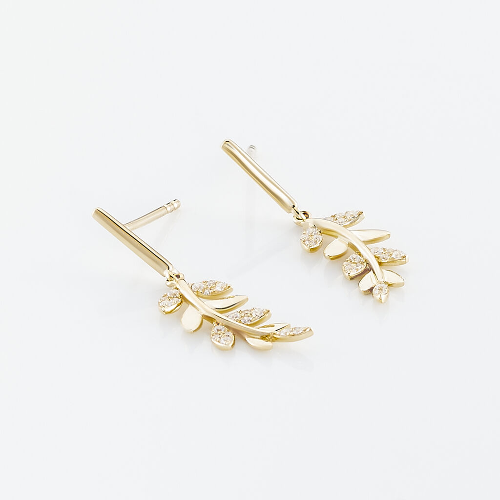 Boucles D'oreilles Pendantes Nahia Or Jaune Oxyde De Zirconium - Boucles d'oreilles pendantes Femme | Histoire d’Or