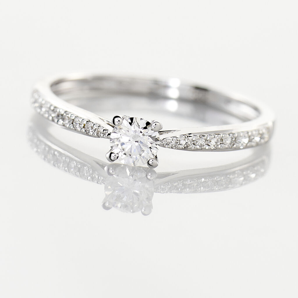 Bague Solitaire Hemera Or Blanc Diamant - Bagues solitaires Femme | Histoire d&rsquo;Or