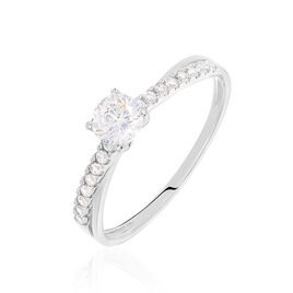 Bague Solitaire Kanel Or Blanc Oxyde De Zirconium - Bagues solitaires Femme | Histoire d’Or