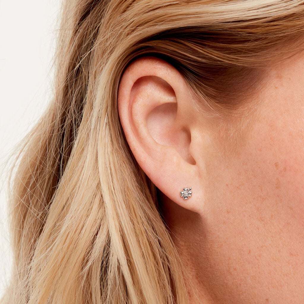 Boucles D'Oreilles Puces Ka&iuml;la Argent Blanc - Boucles d'oreilles fantaisie Femme | Histoire d&rsquo;Or