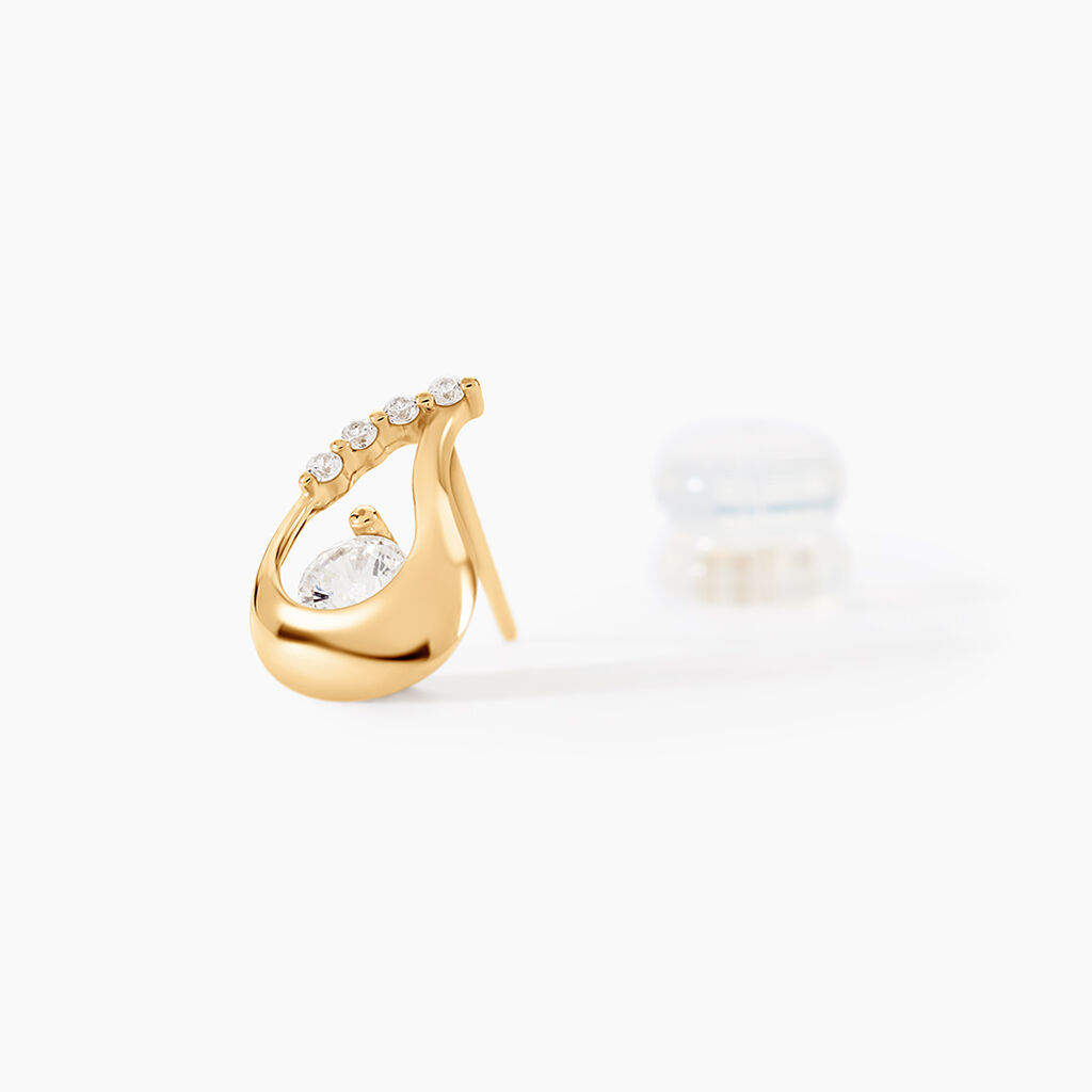 Boucles D'oreilles Puces Helie Goutte Or Jaune Oxyde De Zirconium - Clous d'oreilles Femme | Histoire d&rsquo;Or