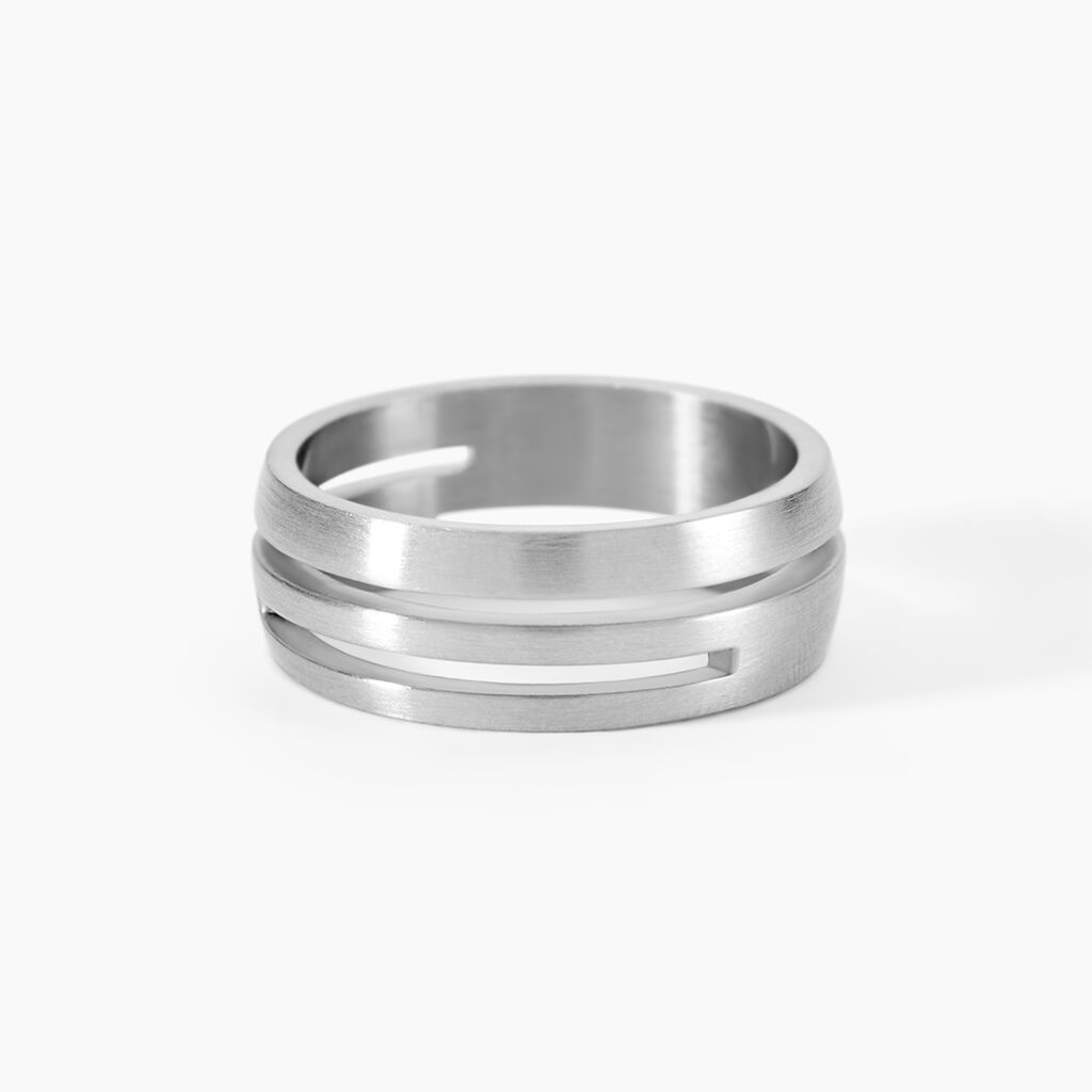 Bague Cadix Acier Blanc - Bagues fantaisie Homme | Histoire d’Or