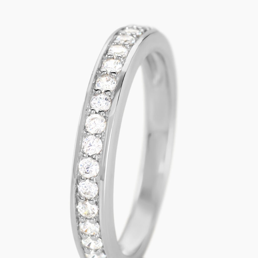 Demi Alliance Heket Argent Blanc Oxyde De Zirconium - Bagues avec pierre Femme | Histoire d’Or