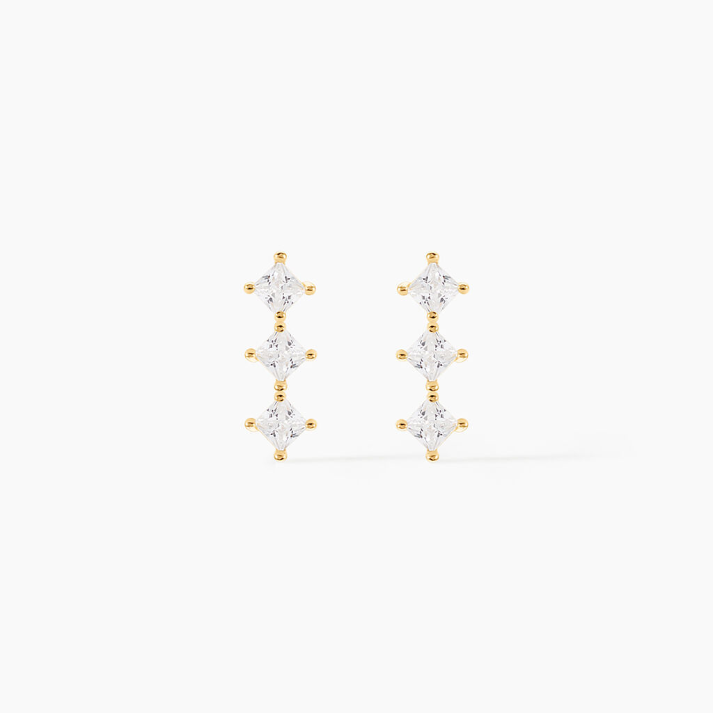 Boucles D'oreilles Puces Lorens Or Jaune Oxyde De Zirconium - Clous d'oreilles Femme | Histoire d&rsquo;Or