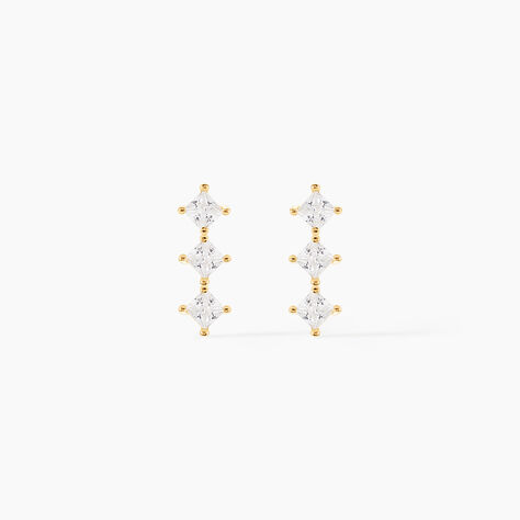 Boucles D'oreilles Puces Lorens Or Jaune Oxyde De Zirconium - Clous d'oreilles Femme | Histoire d&rsquo;Or
