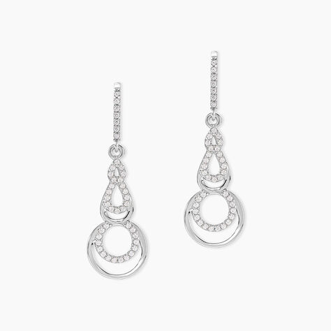 Boucles D'oreilles Pendantes Greta Argent Blanc - Boucles d'oreilles fantaisie Femme | Histoire d&rsquo;Or