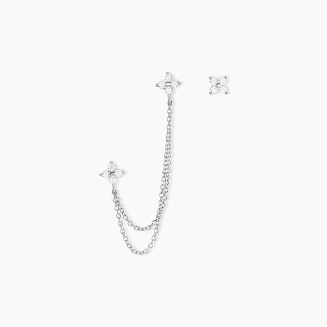 Boucles D'oreilles D&eacute;pareill&eacute;es June Argent Blanc Oxyde De Zirconium - Boucles d'oreilles fantaisie Femme | Histoire d&rsquo;Or