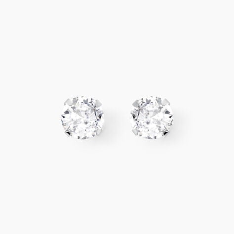 Boucles D'oreilles Puces Philia Argent Blanc Oxyde De Zirconium - Boucles d'oreilles fantaisie Femme | Histoire d&rsquo;Or