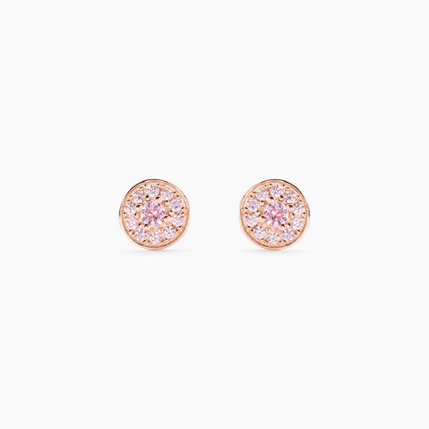 Boucles D'oreilles Puces Auxana Argent Rose Oxyde De Zirconium - Boucles d'oreilles fantaisie Femme | Histoire d&rsquo;Or