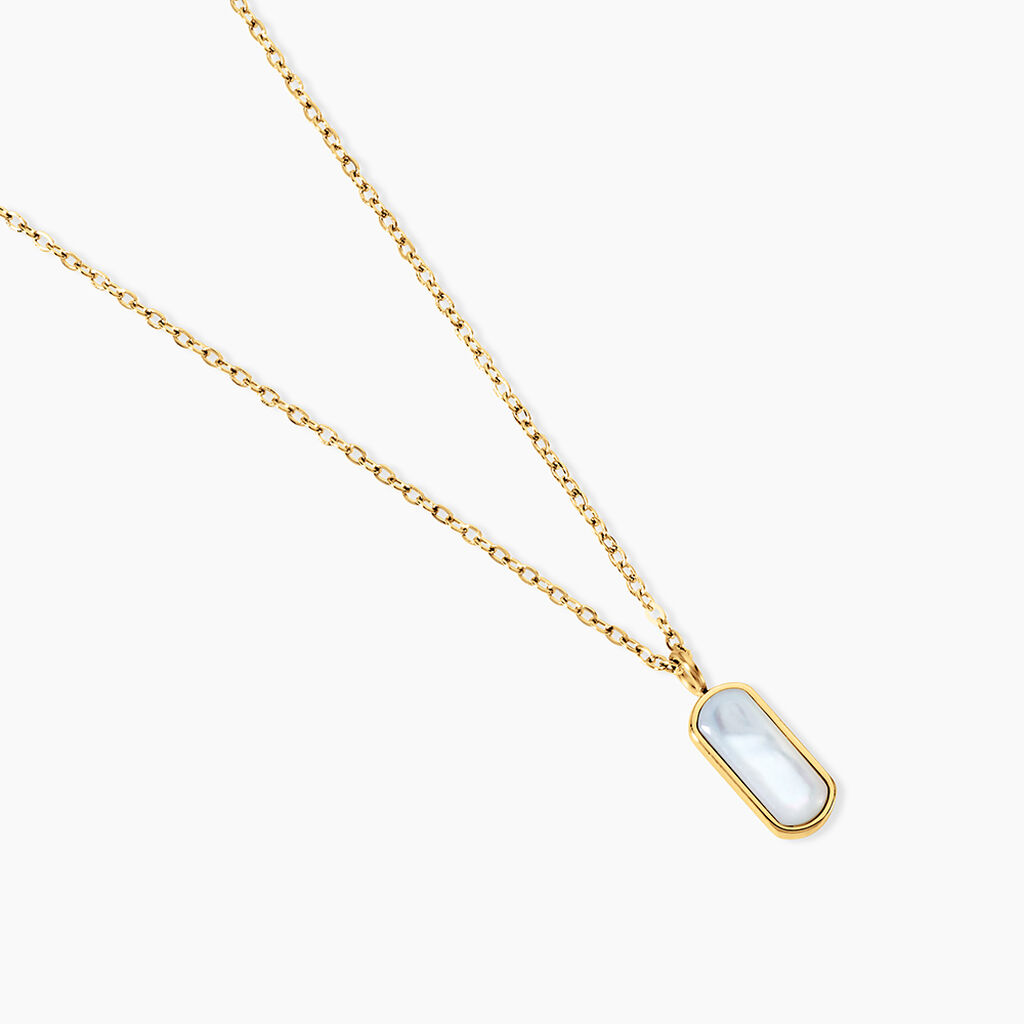 Collier Jazz Acier Jaune Nacre - Colliers fantaisie Femme | Histoire d&rsquo;Or