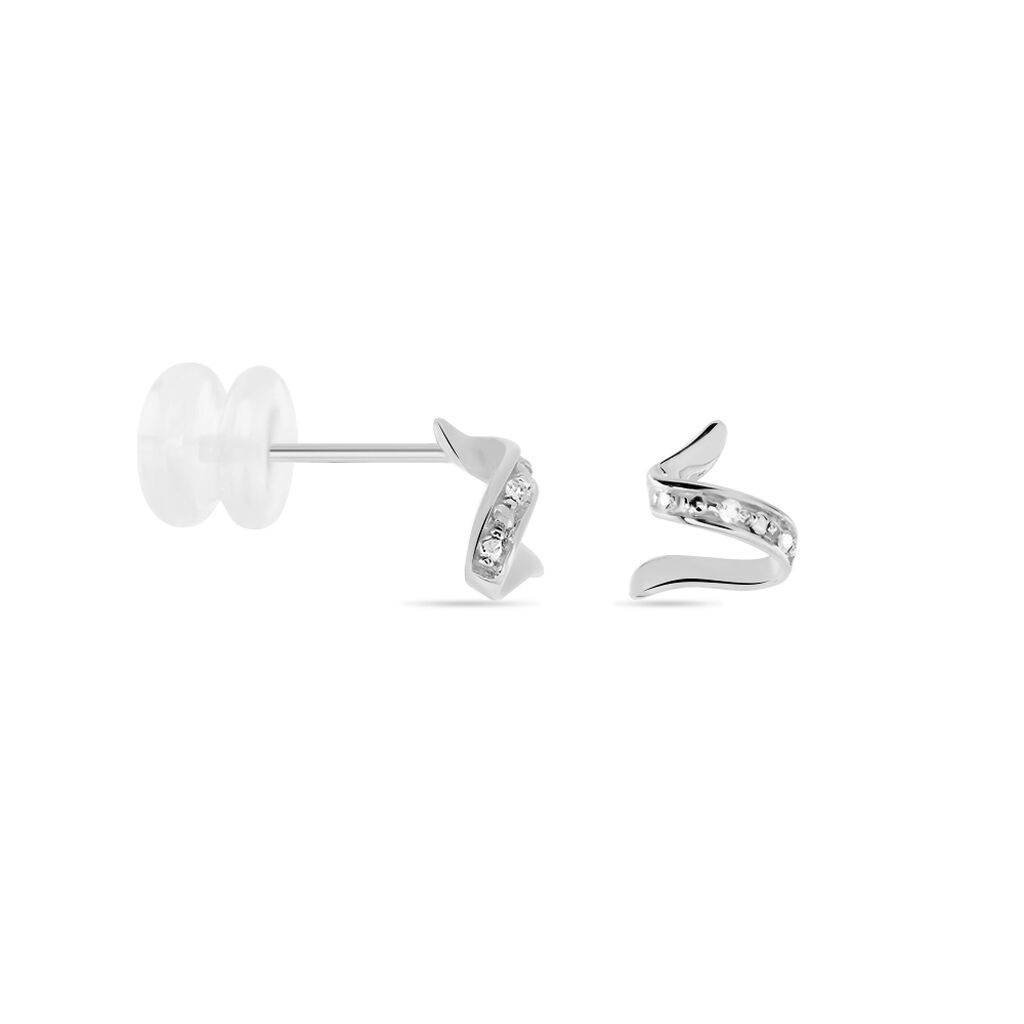 Boucles D'oreilles Puces Ouassima Or Blanc Diamant - Clous d'oreilles Femme | Histoire d’Or