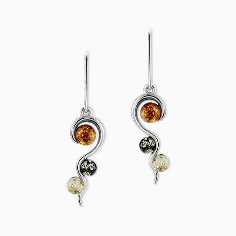Boucles D'oreilles Pendantes Murriel Argent Blanc Ambre - Boucles d'oreilles fantaisie Femme | Histoire d’Or