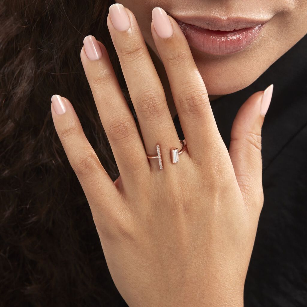 Bague Tea Argent Blanc Rose Oxyde De Zirconium - Bagues avec pierre Femme | Histoire d’Or