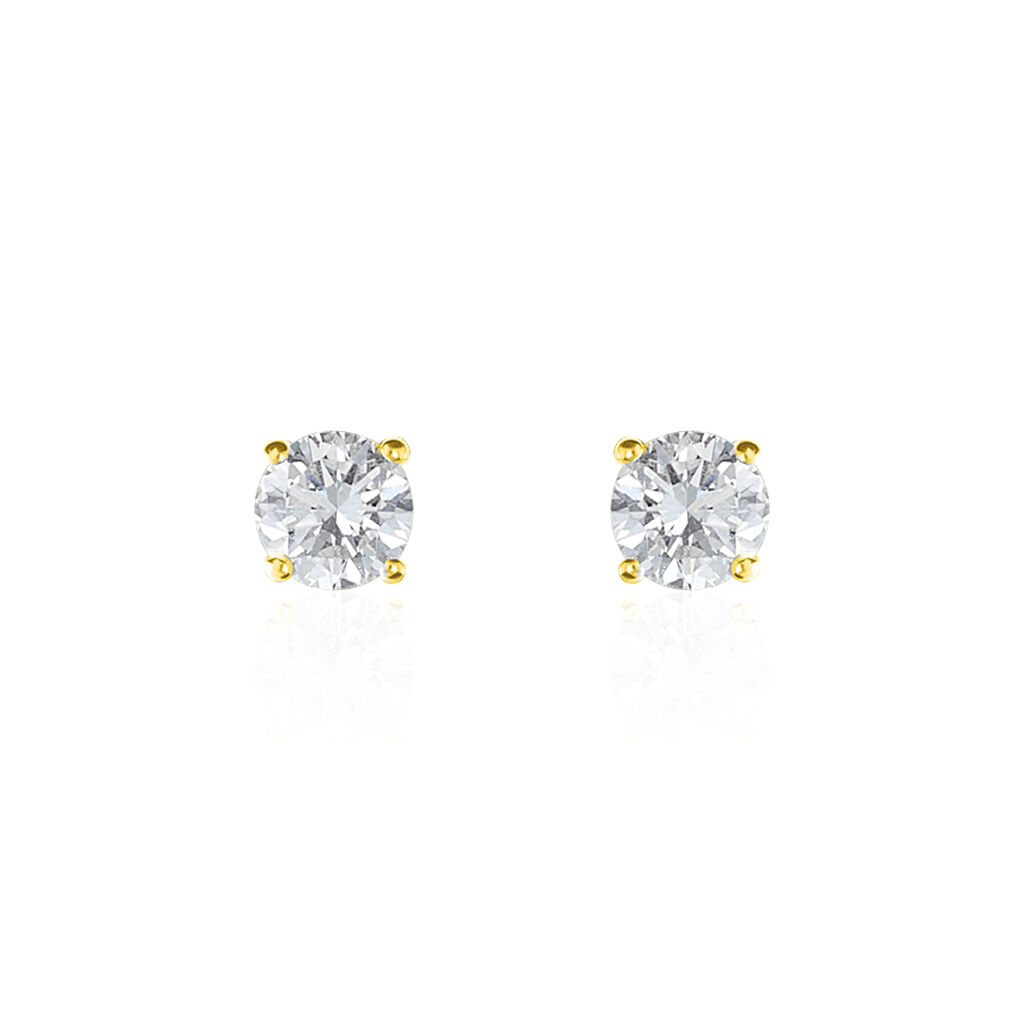 Boucles D'oreilles Puces 4 Griffes Or Jaune Diamant Synthetique - Clous d'oreilles Femme | Histoire d’Or