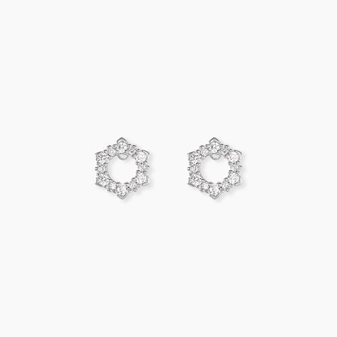 Boucles D'oreilles Puces Louwenn Argent Blanc Oxyde De Zirconium - Boucles d'oreilles fantaisie Femme | Histoire d&rsquo;Or