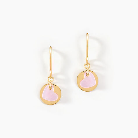 Boucles D'oreilles Pendantes Cleomela Coeur Or Jaune Nacre - Boucles d'Oreilles Coeur Enfant | Histoire d’Or
