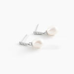 Boucles D'oreilles Pendantes Coria Argent  Perle De Culture Et Oxyde - Boucles d'oreilles fantaisie Femme | Histoire d&rsquo;Or