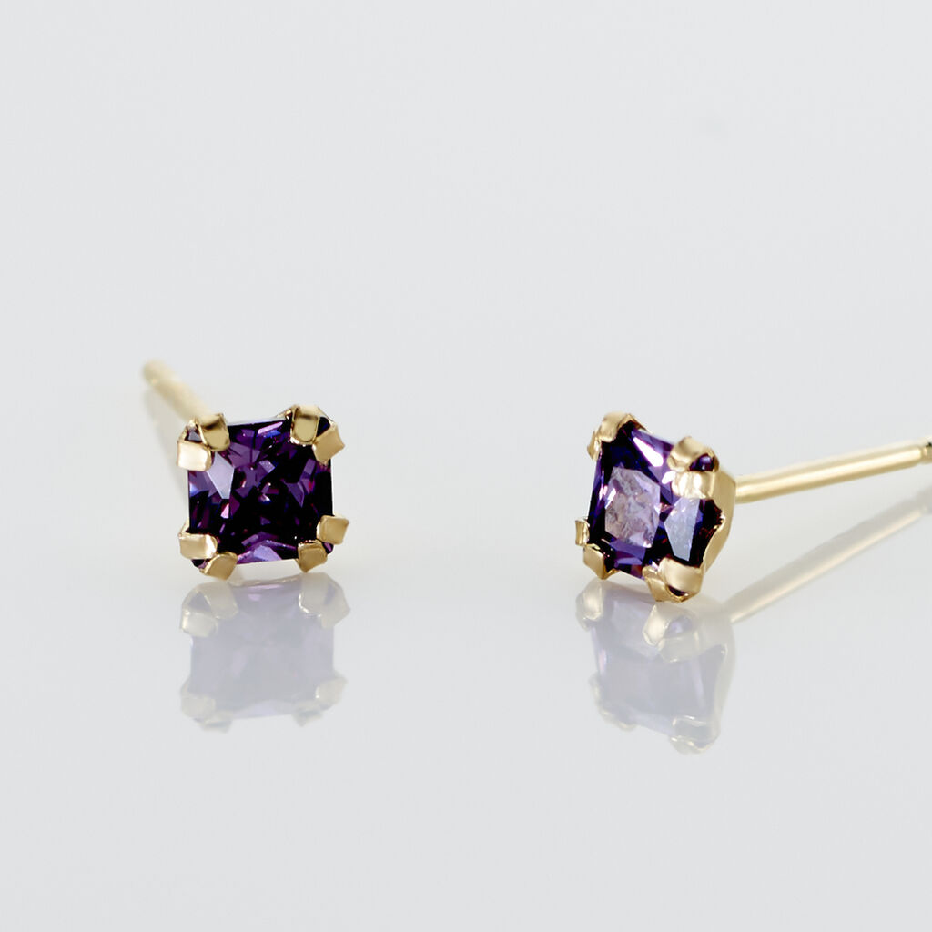 Boucles D'oreilles Puces Doreen Carre Or Jaune Oxyde De Zirconium - Clous d'oreilles Femme | Histoire d’Or